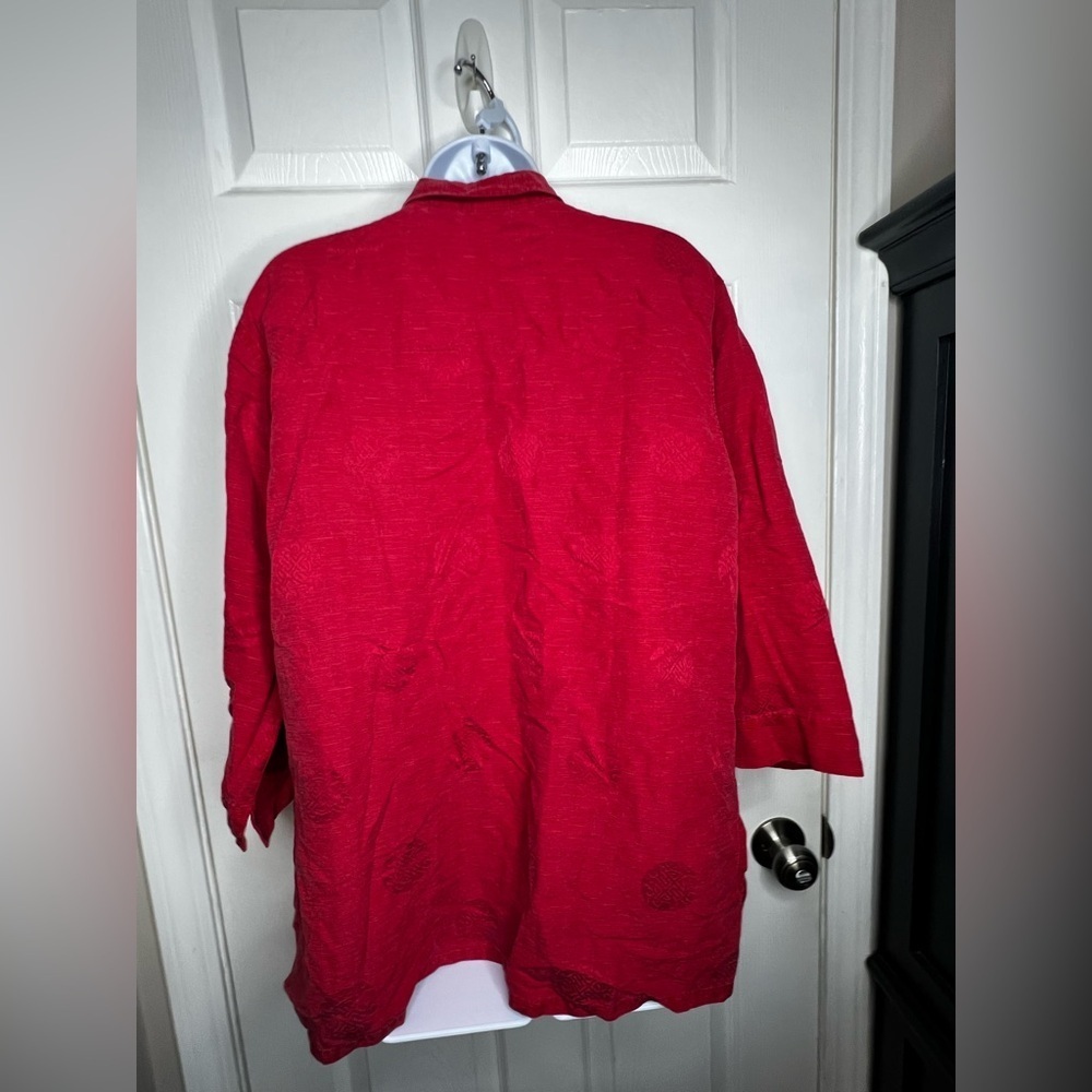 NWT Vtg Chico's 2 Large Silk Chinese New Year Asian Print Red Blouse Top 12 14 - Picture 6 of 15